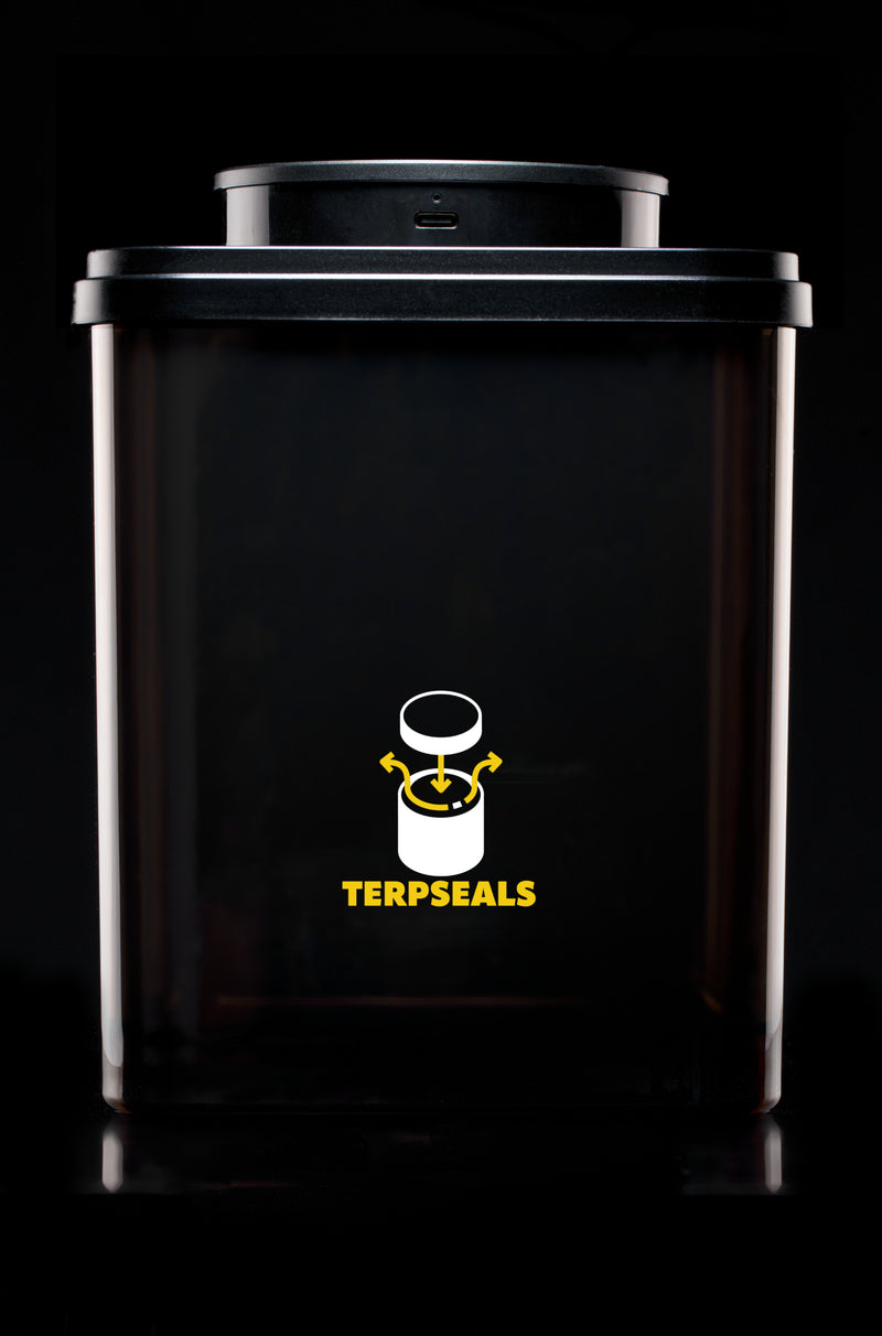 Bocal de conservation Terpseals XL Jar en plastique anti-UV à couvercle numérique tactile.