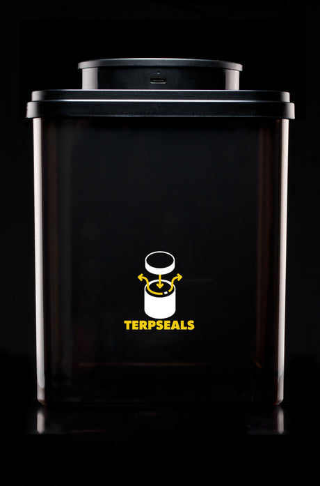 Bocal de conservation Terpseals XL Jar en plastique anti-UV à couvercle numérique tactile.