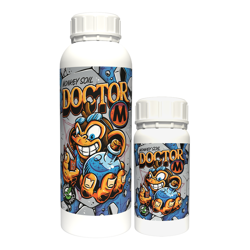 Bouteille de Monkey Soil Doctor M, probiotique liquide pour la culture.