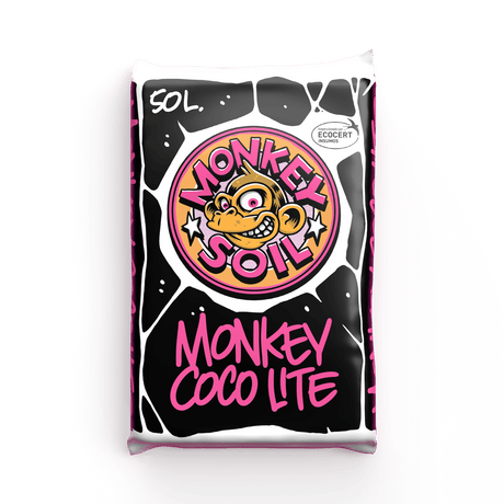 Sac de 50 litres de substrat Monkey Soil Coco Lite à base de fibre de coco et de perlite.