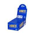 Boîte présentoir de carnets de feuilles à rouler VIBES 1,25 pouce avec filtres en mélange Rice, emballage bleu.