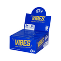 Boîte présentoir de carnets de feuilles à rouler VIBES King Size Slim avec filtres en mélange Rice, emballage bleu.