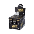 Boîte présentoir de cônes préroulés VIBES King Size Ultra Thin, trois cônes par pochette, trente pochettes par boîte.