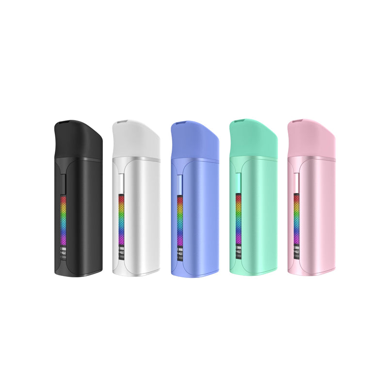 Les différents coloris du vaporisateur à concentrés Yocan Black Pocket alignés côte à côte.