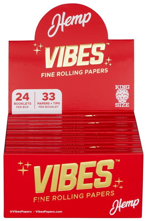 VIBES Papers Box - King Size Slim with Tips – Hemp -Single