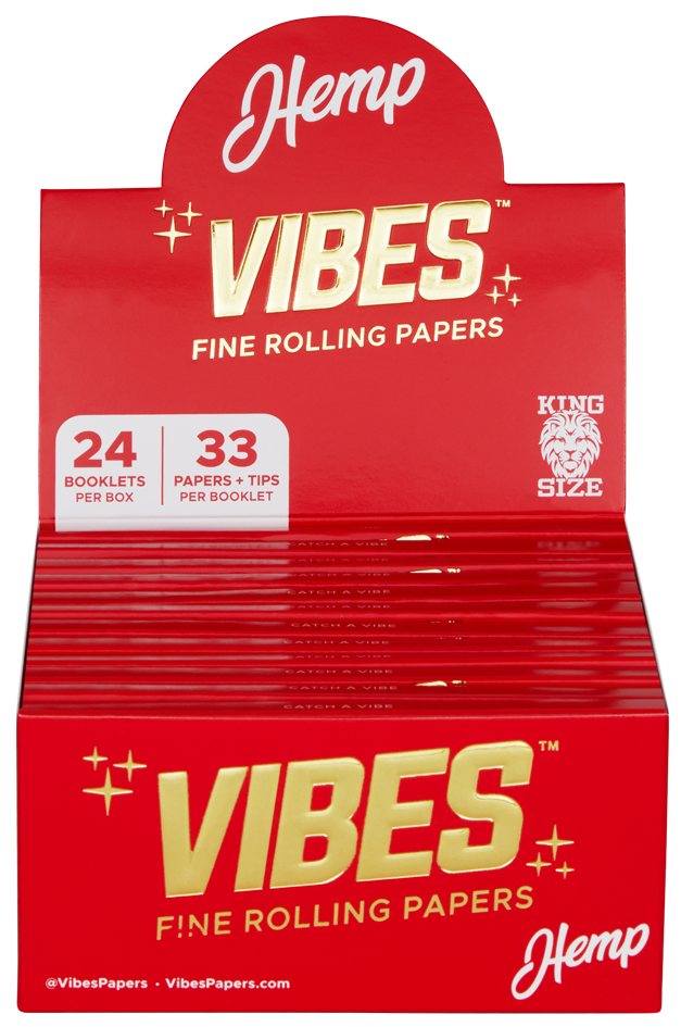 VIBES Papers Box - King Size Slim with Tips – Hemp -Single