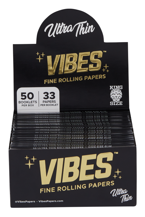 VIBES® King Size Slim Rolling Papers – Ultra Thin Blend – Box