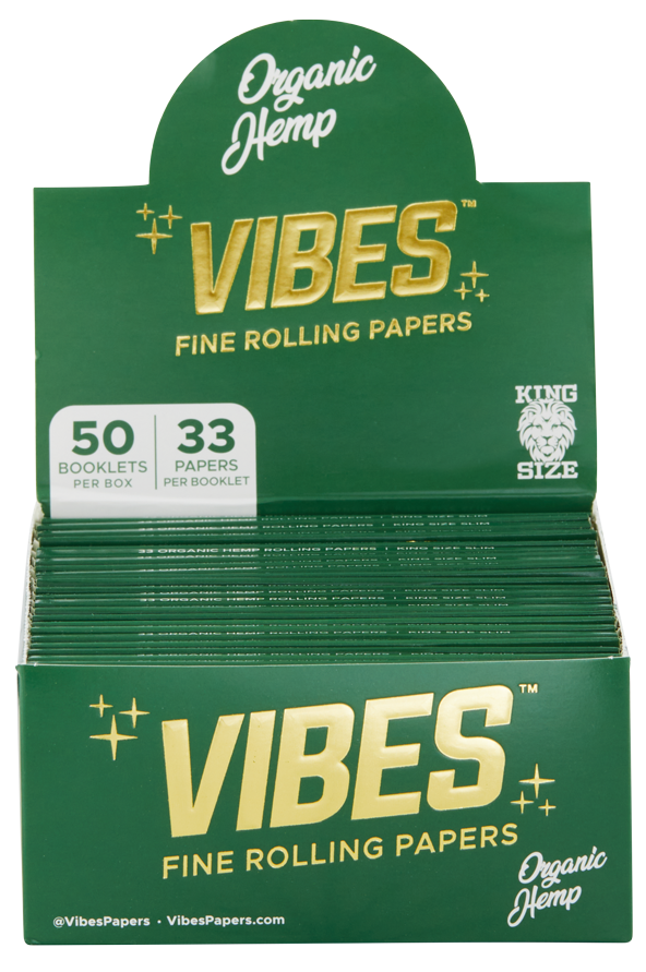 VIBES® King Size Slim Rolling Papers – Organic Hemp Blend – Single