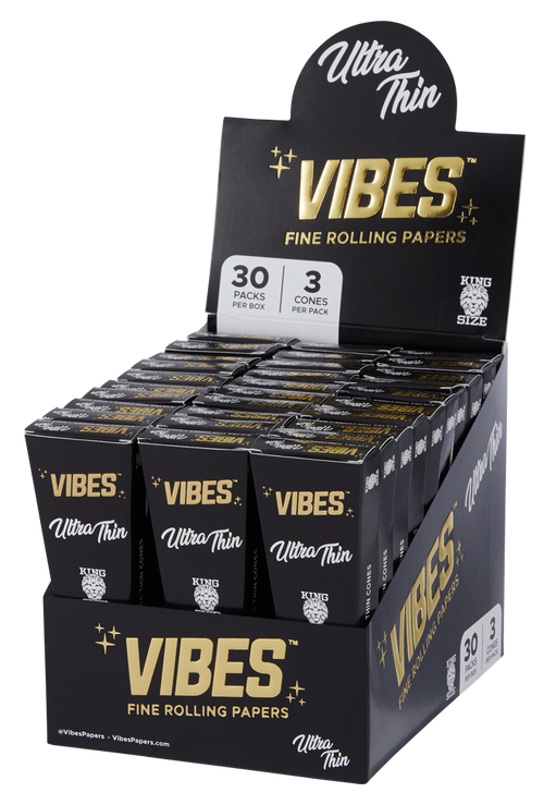 VIBES® King Size Pre-Rolled Cones – Ultra Thin Blend – Box