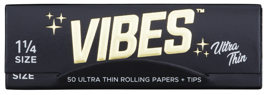 VIBES® 1.25" Rolling Papers with Tips – Ultra Thin Blend – Single Piece