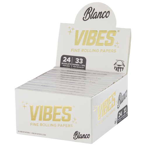 VIBES® Fatty Rolling Papers with Tips – Blanco Blend – Box