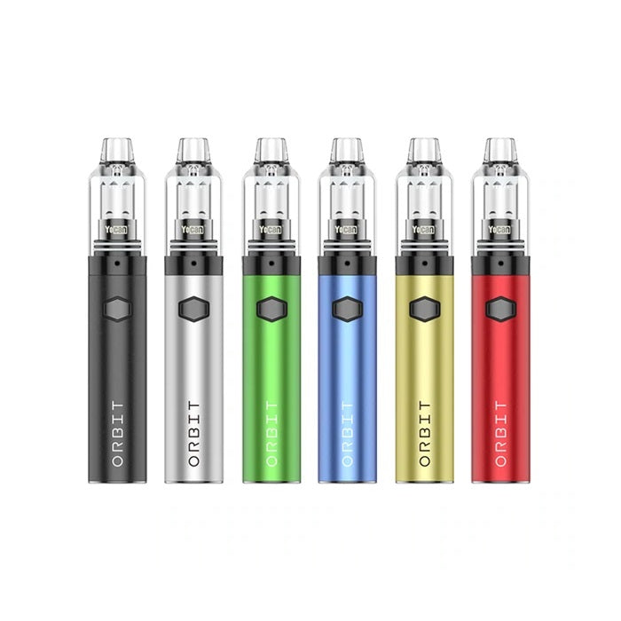 Les différents coloris du vaporisateur stylo Yocan Orbit alignés côte à côte.